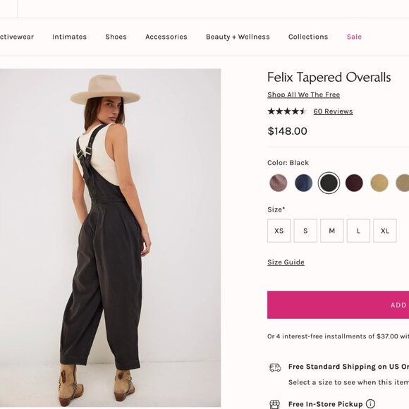 Felix Tapered Overalls in Black Size L - Picture 2 of 11